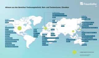Landkarte mit Akteuren aus den Bereichen Trocknungstechnik, Rein- und Trockenräume, Glovebox. 